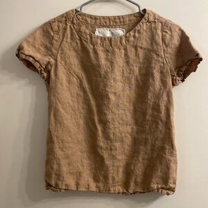 HAMBURG notPERFECTLINEN fitted linen top small, in Taupe